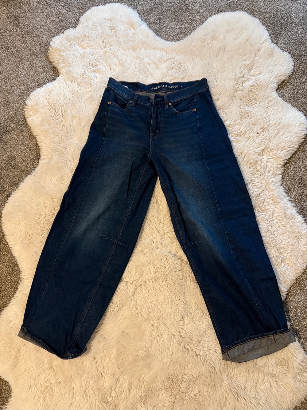 American Eagle Outfitters Dark Indigo Barrel Jeans